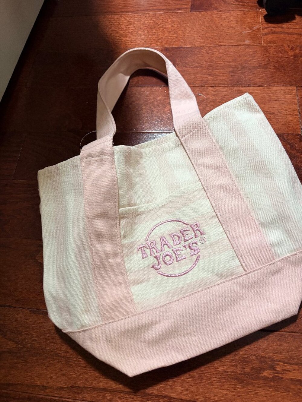 Trader Joe’s Limited Edition Striped Pink Pastel Mini Canvas Tote Bag - NWT!